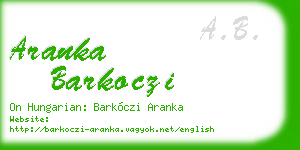 aranka barkoczi business card